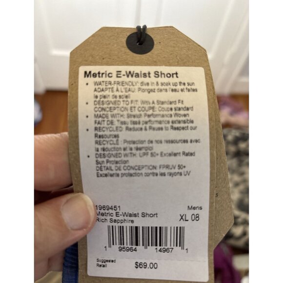 prAna Rich Sapphire Metric E-Waist Shorts Men's X-large 8" inseam NWT - Picture 8 of 8
